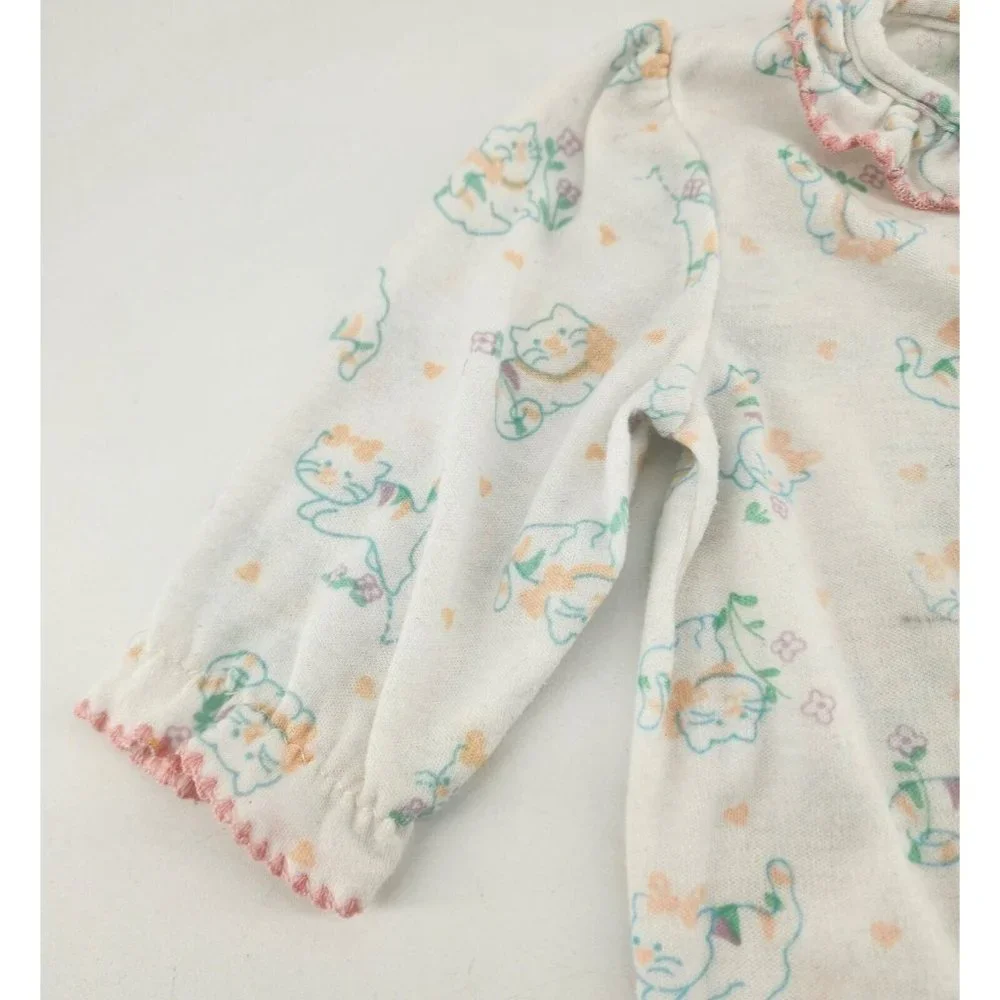 Vintage Carters Baby‎ Long Sleeve Footed One Piece Bodysuit Cat Print 12-17 Lbs